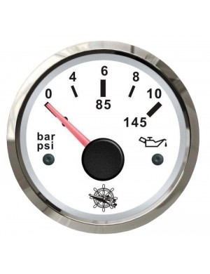 Indicatore pressione olio mm 57 x 51 - Bianco/Inox