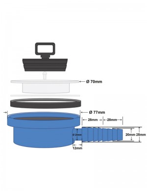 Piletta Lavandino Camper 90° Cucina per Tubo 25mm LP1611 Senza Tappo